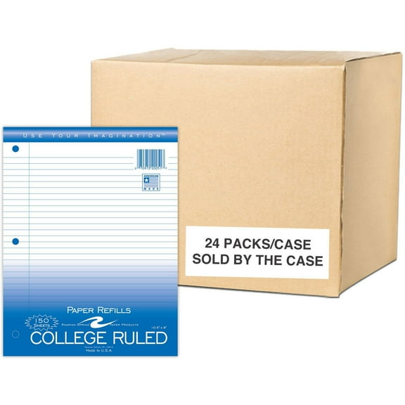 Roaring Spring College Ruled Loose Leaf Filler Paper - 150 Sheets - 300 Pages - Printed - Both Side Ruling Surface Red Margin - 3 Hole(s) - 15 Lb Basis Weight - 56 G/m Grammage - 10 1/2" X 8" -