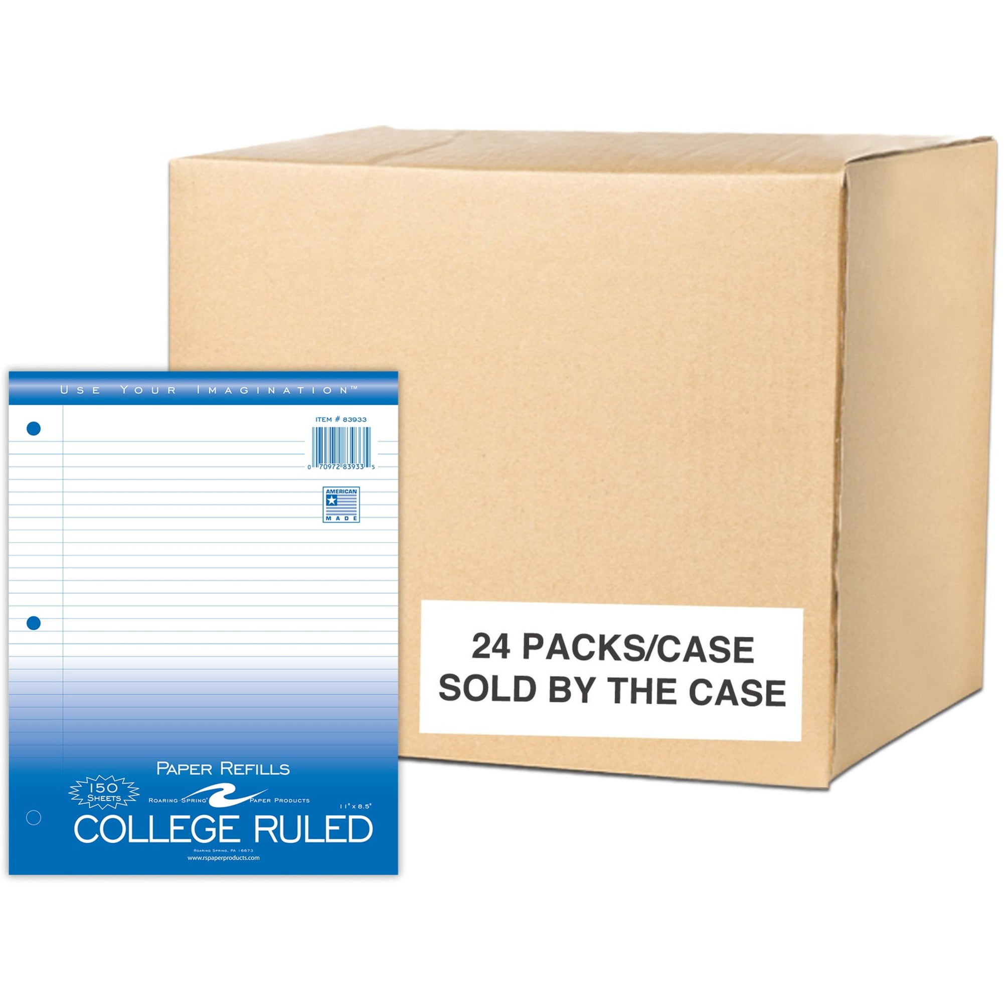 Filable Paper Roe Roaring Spring College Ruled Loose Leaf Filler Paper, 3 Hole Punched, 1 ...