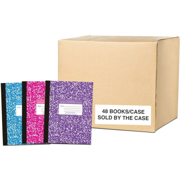 Roaring Spring College Ruled Oversized Flexible Cover Composition Book, 1 Case (48 Total), 10.25" x 7.88" 80 Sheets, Assorted Marble Covers