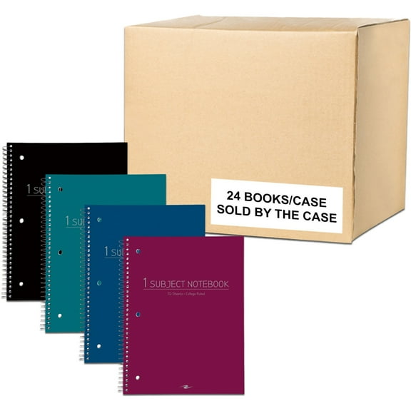 Roaring Spring College Ruled Poly Cover One Subject Spiral Notebook, 1 Case (24 Total), 10.5" x 8" 70 Sheets, Assorted Colors