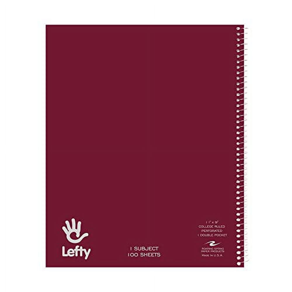 Roaring Spring Left Handed Spiral Lefty Notebook, 100 Sheets 1 Subject College Ruled, 11" x 9