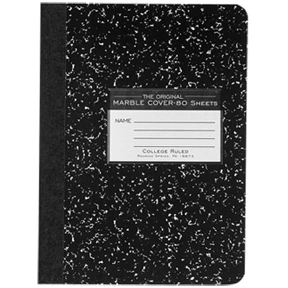 Roaring Spring Marble Composition Book Black 9.75x7.5 80 Sht College Ruled Pack Of 6