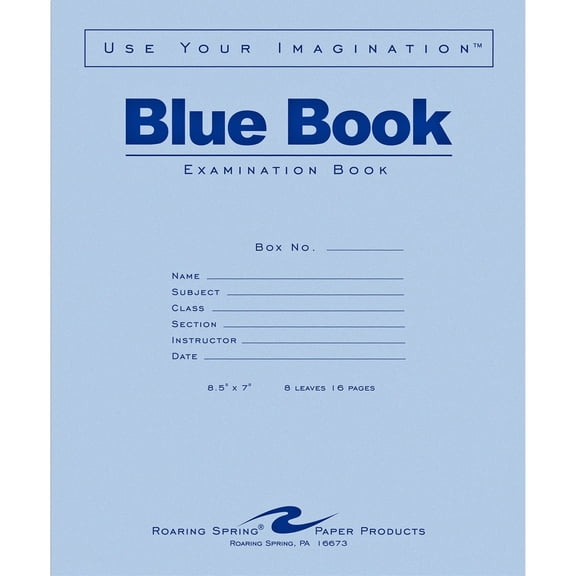 Roaring Spring, ROA77512, Blue Book 8-sheet Exam Booklet, 50 / Pack