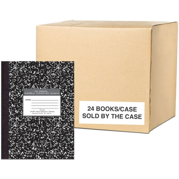 Roaring Spring Signature Collection Unruled Oversized Hard Cover Composition Book, 1 Case (24 Total), 10.25" x 7.88" 80 Sheets, Black Marble