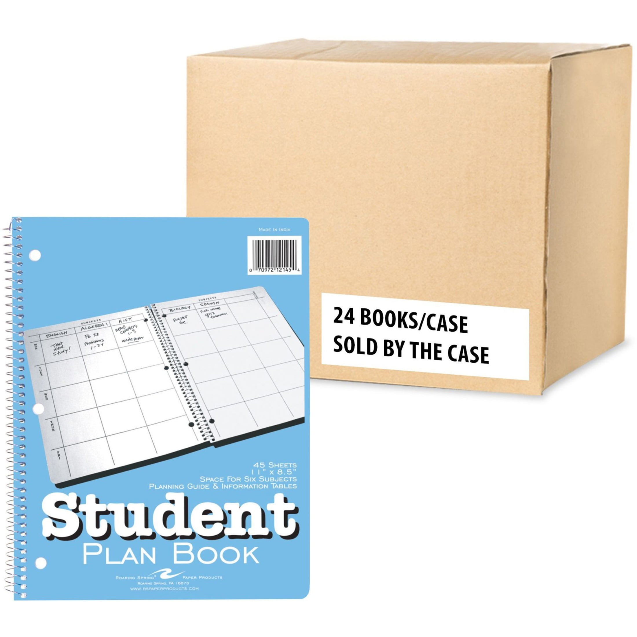 Roaring Spring Spiral Undated Student Weekly School Planner Book, 1 Case (24 Total), 11" x 8.5" 45 Sheets