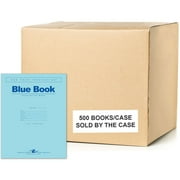 Roaring Spring Test Blue Exam Book, 1 Case (500 Total), Wide Ruled with Margin, 11" x 8.5" 8 Sheets/16 Pages, Blue Cover