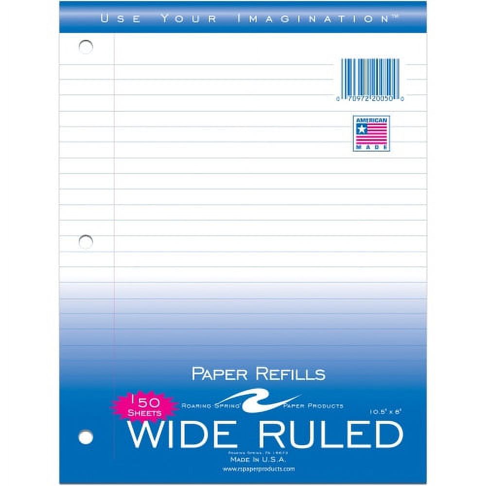 Roaring Spring Wide Ruled Loose Leaf Filler Paper, 3 Hole Punched, 10.5