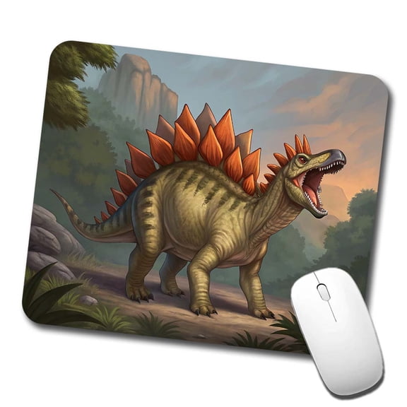 Roaring Stegosaurus Dinosaur Mountain Mouse Pad Low Profile Gaming Mat