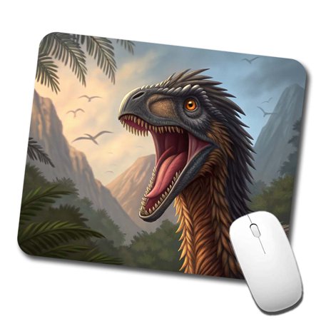 Roaring Therizinosaurus Dinosaur Jungle Mouse Pad Low Profile Gaming Mat