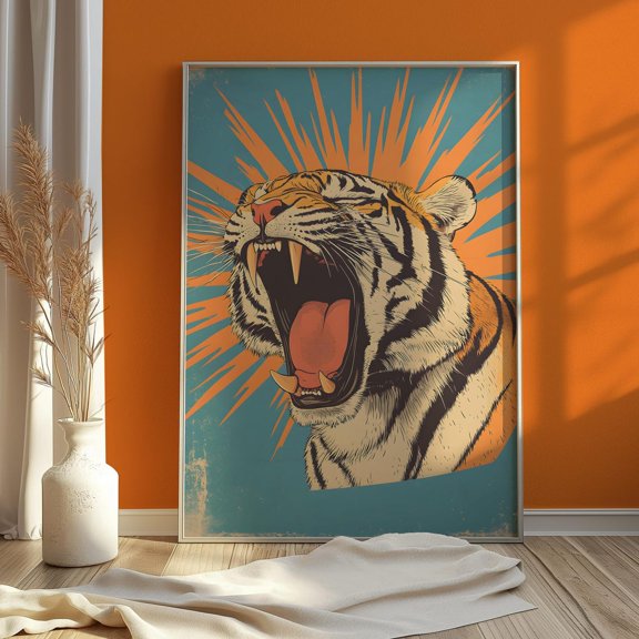 Roaring Tiger Big Cat Wall Art Print, Unframed Paper Poster 8x10in