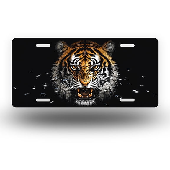 Roaring Tiger Front License Plate,Metal License Plate,Funny Standard Plates Personalized Novelty Decorative For Men/Women/Boys/Girls Car 6×12 Inch