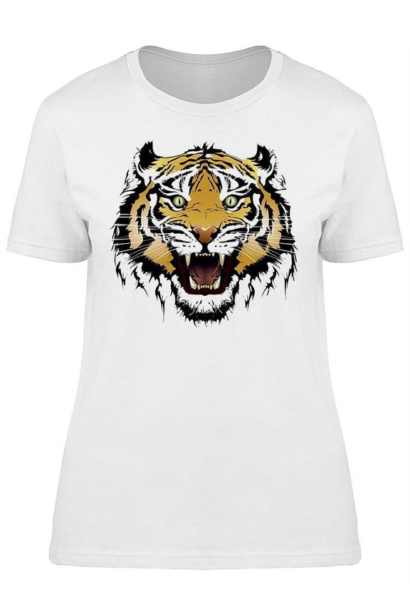 Roaring Tiger Head Art T-Shirt Women -Image by Shutterstock, Female Medium