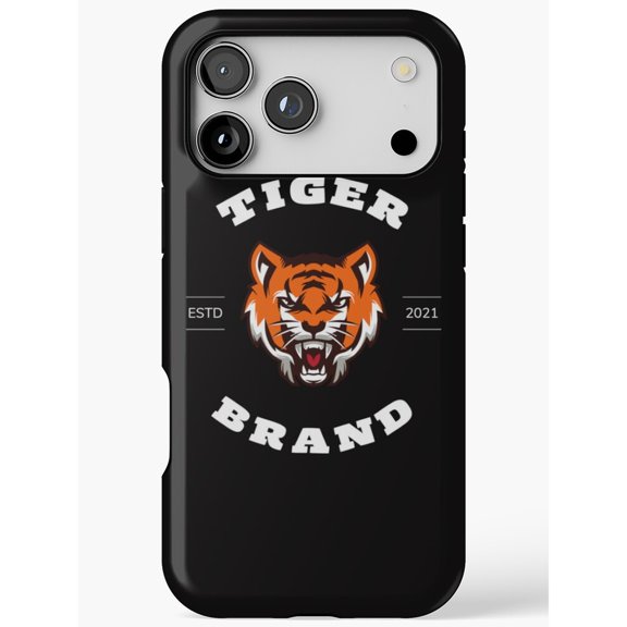 Roaring Tiger Head Black, Orange and White Tough iPhone Case, Polycarbonate Shell and TPU Liner