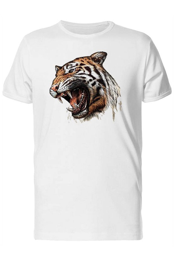 Roaring Tiger Head T-Shirt Men -Image by Shutterstock, Male Medium