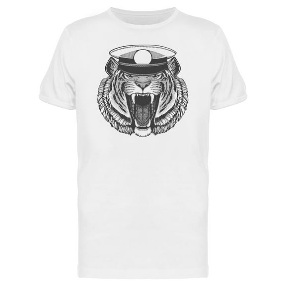 Roaring Tiger Marine Hat T-Shirt Men -Image by Shutterstock, Male Medium