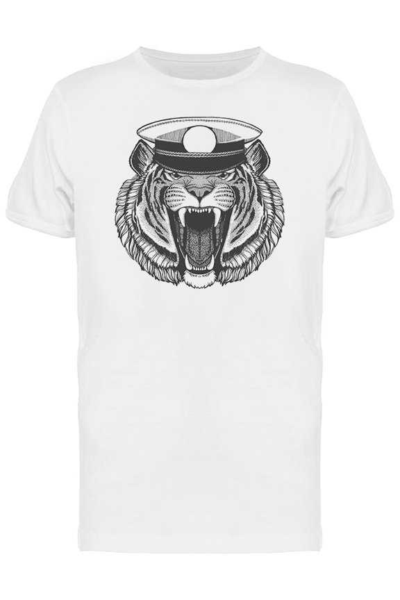 Roaring Tiger Marine Hat T-Shirt Men -Image by Shutterstock, Male Medium