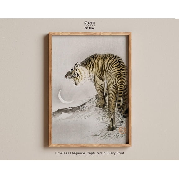 Roaring Tiger By Ohara Koson, Japanese Woodblock Print, Vintage Animal Art, Ohara Koson Print, Wildlife Art, Japanese Art Print Wall Art, Modern Wall Decor, 12x18 UNFRAMED