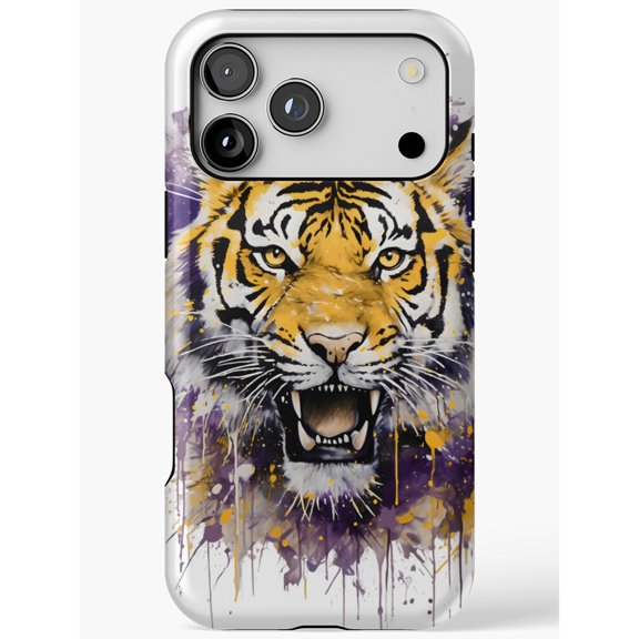 Roaring Tiger Paint Splatter Tough Case for Apple iPhone, Polycarbonate Shell with TPU Liner