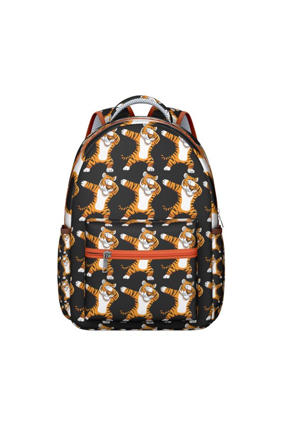 Roaring Tiger Print Student School Backpack for Student Jungle Wild Bengal Stripes Pattern Animal Lover Art Tribal Face Design Bookbag