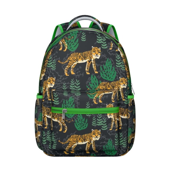 Roaring Tiger Print Student School Backpack for Student Jungle Wild Bengal Stripes Pattern Animal Lover Art Tribal Face Design Bookbag