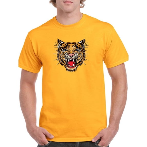 Roaring Tiger Printing T-Shirt Men -Image by Shutterstock, Male 4X-Large