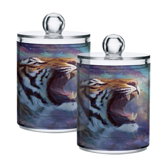 Roaring Tigers Nebula Translucent Plastic Cans Storage Canisters with Lid Set of 2