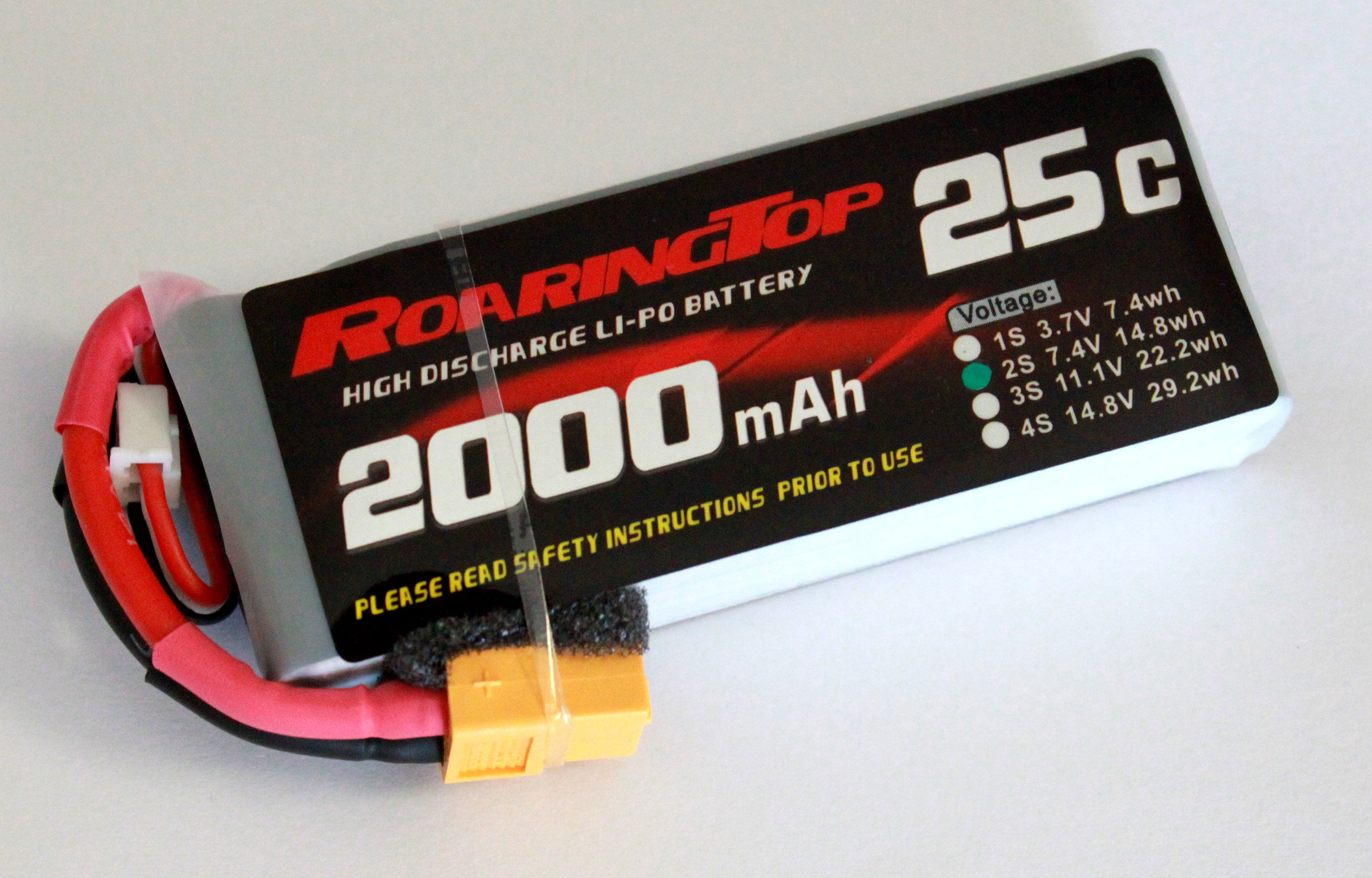 Roaring Top 25C 2200mAh 2S 7.4V LiPo Battery Pack with XT60 Plug ...