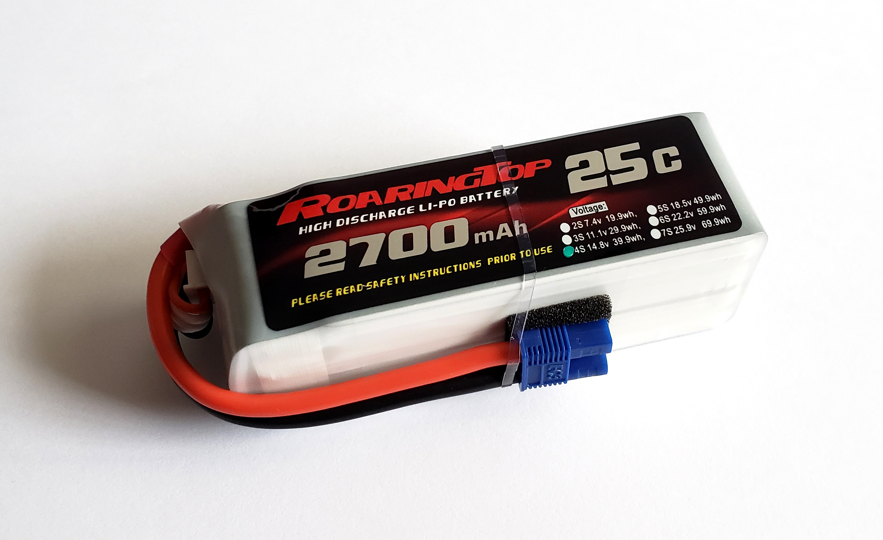 Roaring Top 25C 2700mAh 4S 14.8V LiPo Battery Pack with EC3 Plug