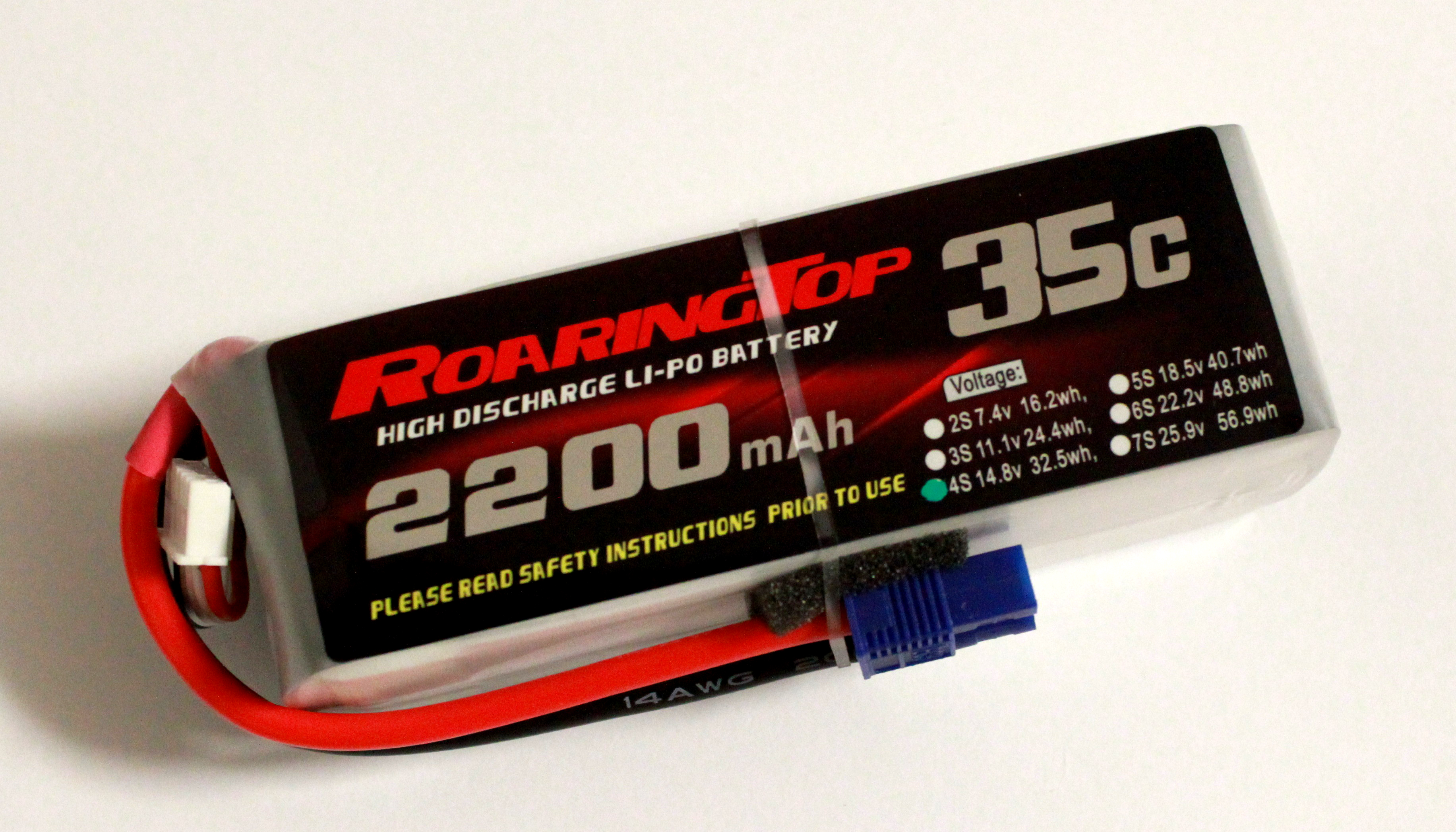 Roaring Top 35C 2200mAh 4S 14.8V LiPo Battery Pack with EC3 Plug