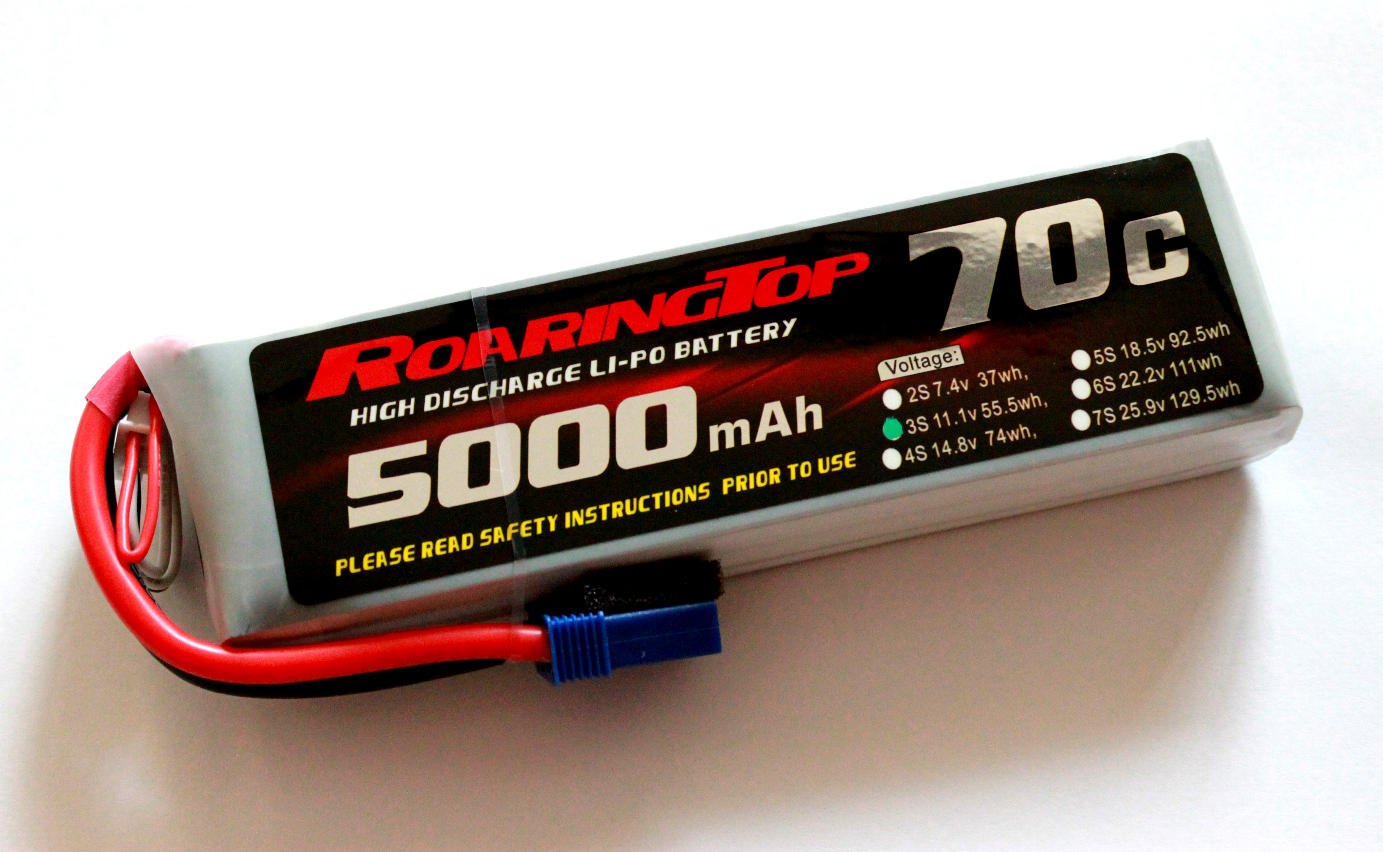 Roaring Top 70C 5000mah 3S LiPo Battery Pack with EC3 Plugs