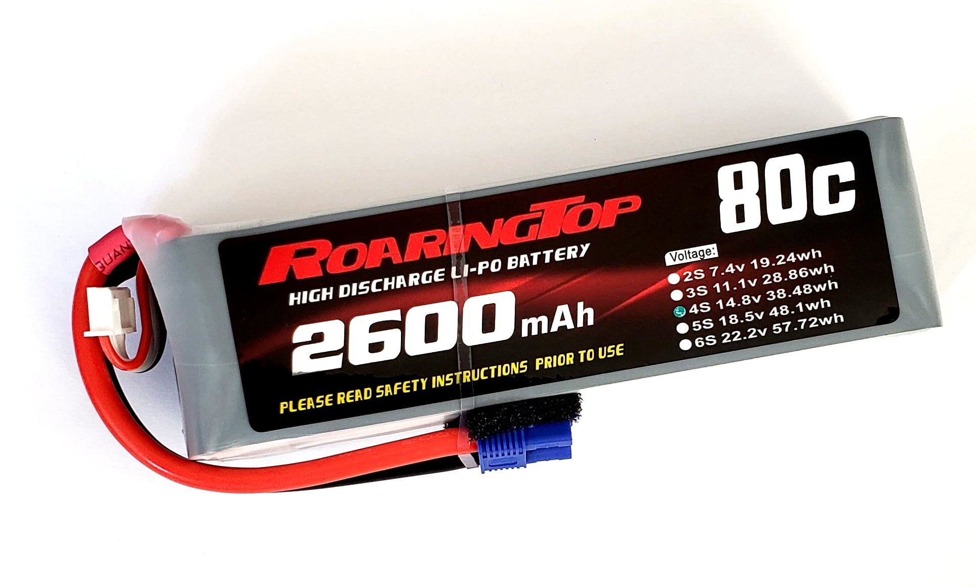Roaring Top 80C 2600mAh 4S 14.8V LiPo Battery Pack with EC3 Plug