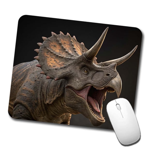 Roaring Triceratops Dinosaur Realistic Mouse Pad Low Profile Gaming Mat