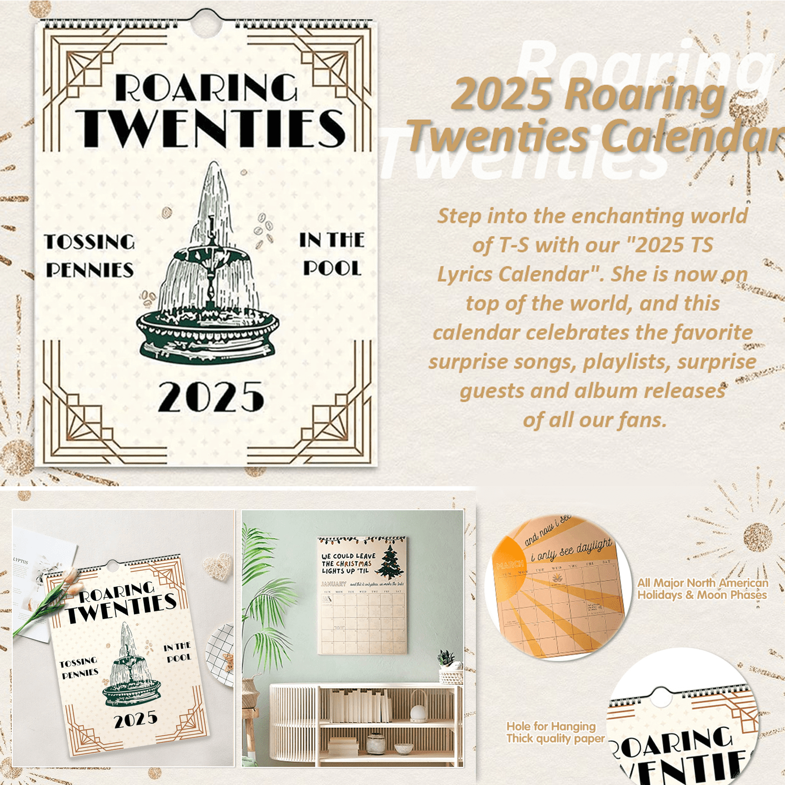 Roaring Twenties 2025 Taylor Calendar, 2025 Ts Lyrics Calendar, 12