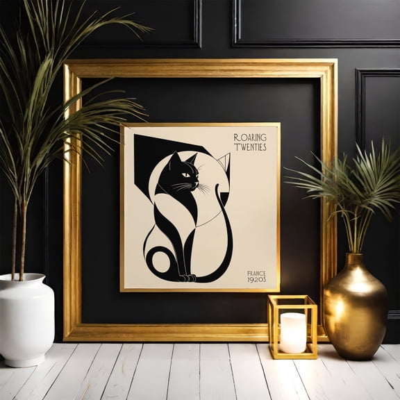 Roaring Twenties Cat Retro Unframed Paper Print