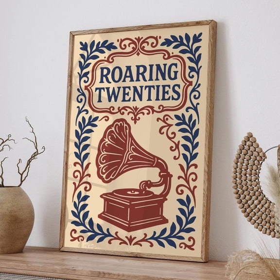 Roaring Twenties Wall Art Antique Gramophone Vintage Music, Unframed Paper Poster 8x10in