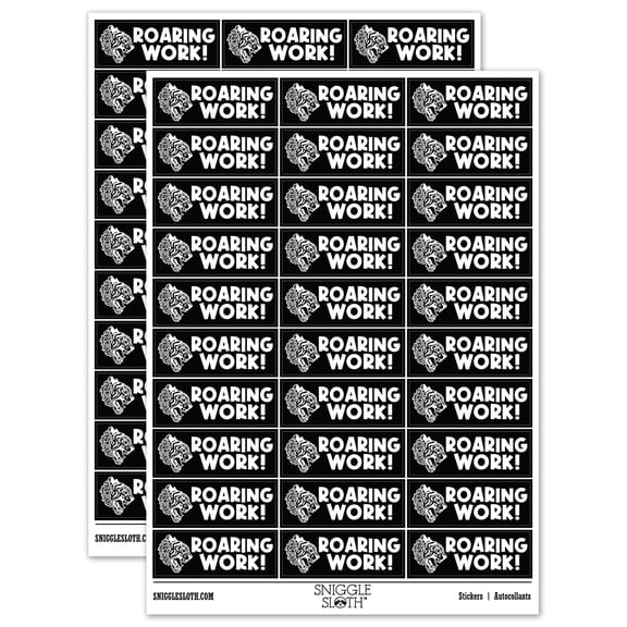 Roaring Work Tiger Teacher Student School Sticker Set - Black - Gloss Finish - 1.75" Medium