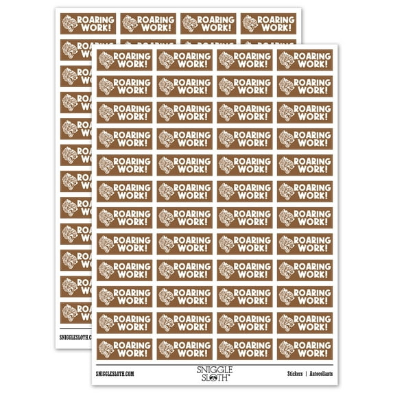 Roaring Work Tiger Teacher Student School Sticker Set - Brown - Matte Finish - 1.25" Mini