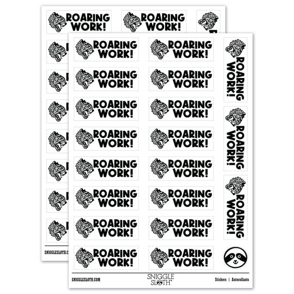 Roaring Work Tiger Teacher Student School Sticker Set - White - Gloss Finish - 2.00" Large