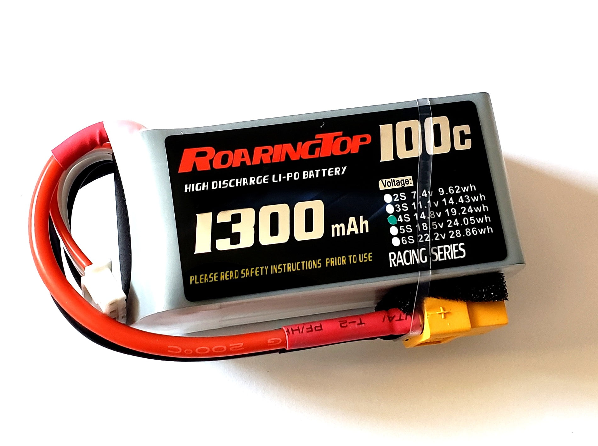 RoaringTop 100C 1300mah 4S Lipo Battery Pack with XT60 Plug