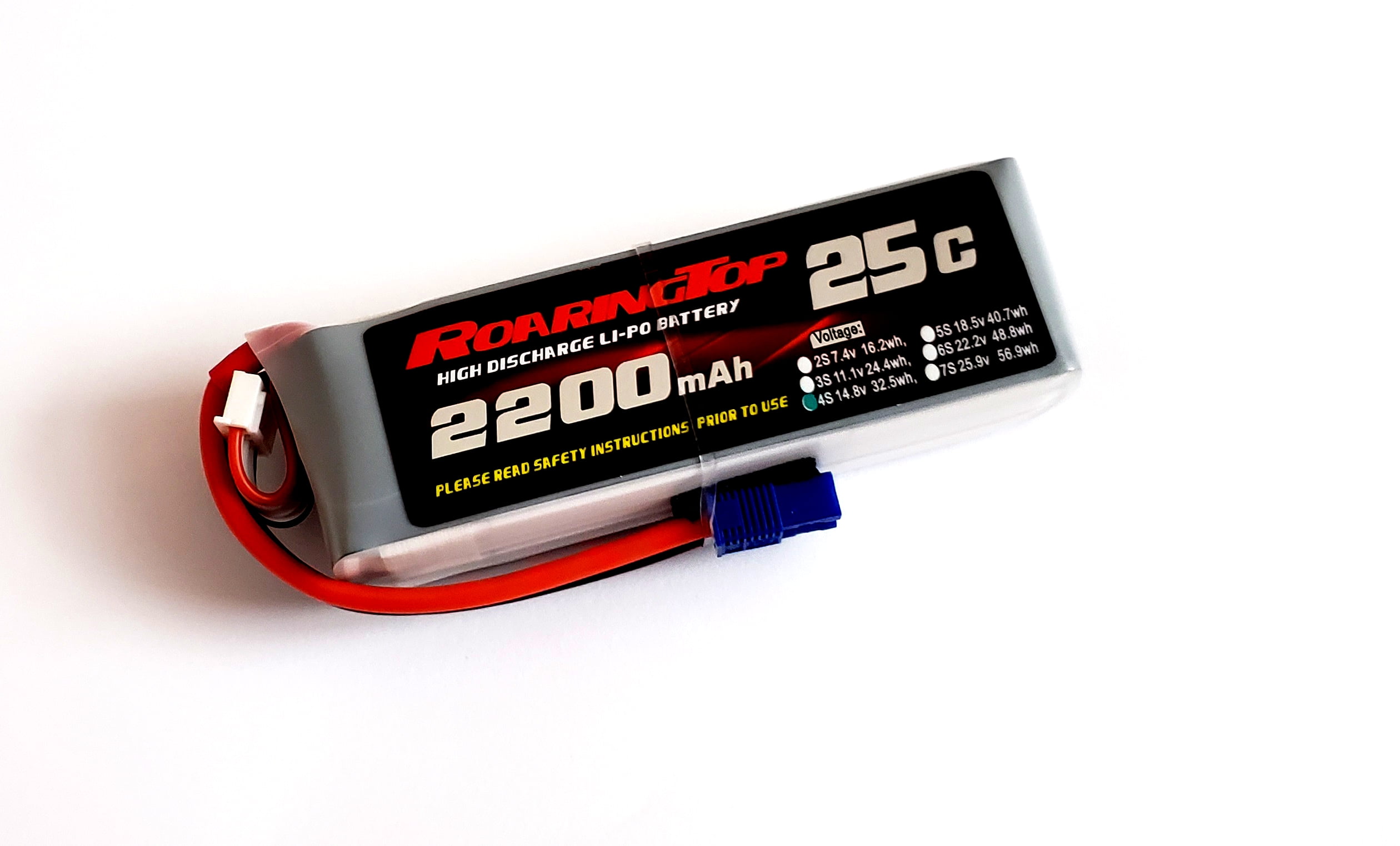 RoaringTop 25C 2200mAh 4S 14.8V LiPo Battery Pack with EC3 Plug