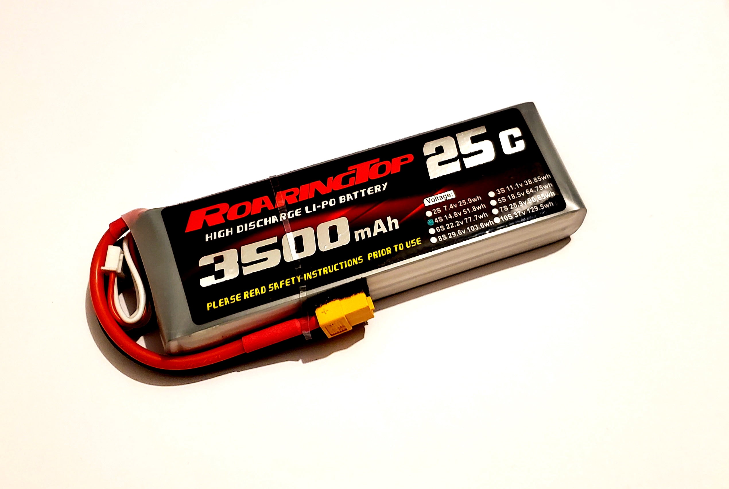 RoaringTop 25C 3500mAh 4S 14.8V LiPo Battery Pack with XT60 Plug