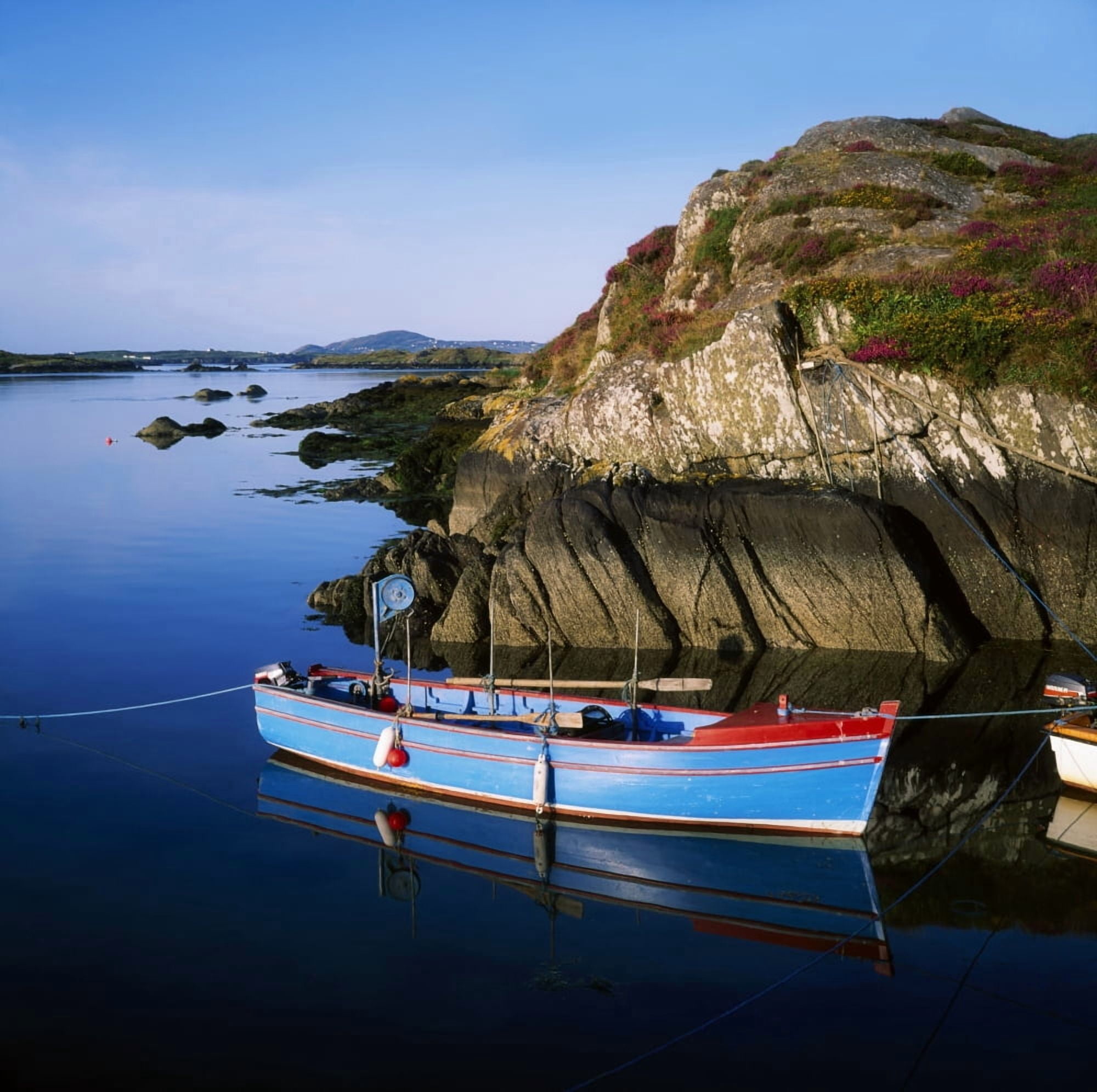 Roaringwater Bay Co Cork Ireland Boat Near The Shore With Clear Island In The Background Canvas Art - The Irish Image Collection Design Pics (24 x 24)