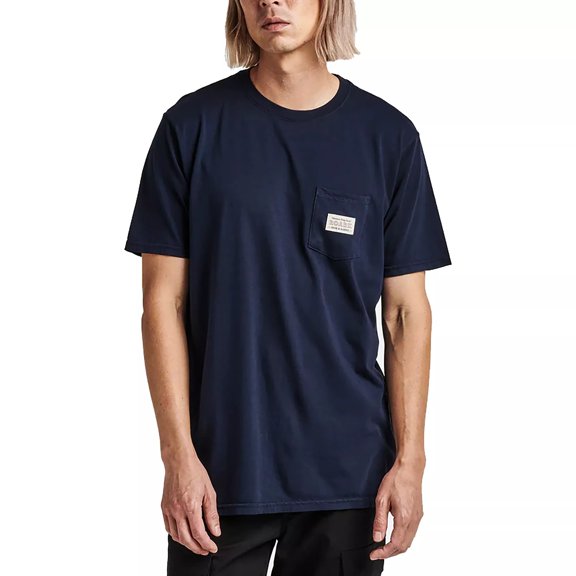 Roark Men's Label Pocket Short Sleeve Crew Neck Tee T-Shirt (X-Small, Dark Navy)
