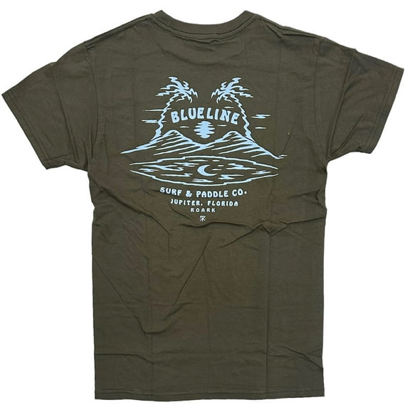 Roark Men's X Blueline Surf & Paddle Company Dunes Tee T-Shirt (Small, Military)
