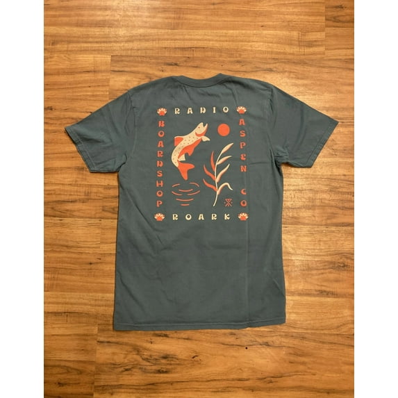 Roark Men's X Radio Boardshop Outpost Salmon Tee T-Shirt (X-Large, Military)