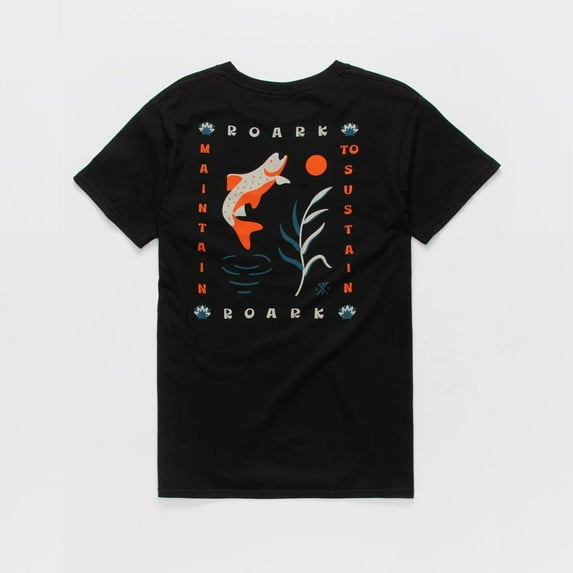 Roark Men's X Radio Boardshop Outpost Salmon Tee T-Shirt (X-Small, Black)