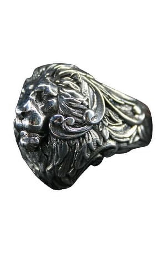 925 Sterling Silver Lion Figurine Ring: Elegant and Powerful Silver Lion Details | 12.5