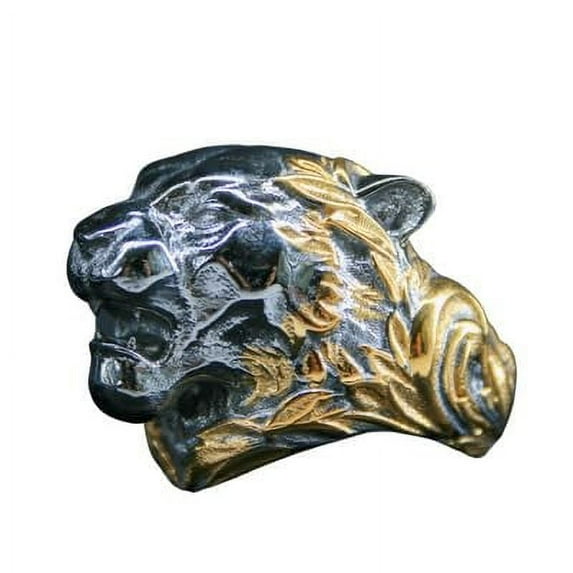 Roarsilver 925 Sterling Silver Men's Tiger Design Ring:-Masculine Style and Uniqueness-Gold Plated | 8