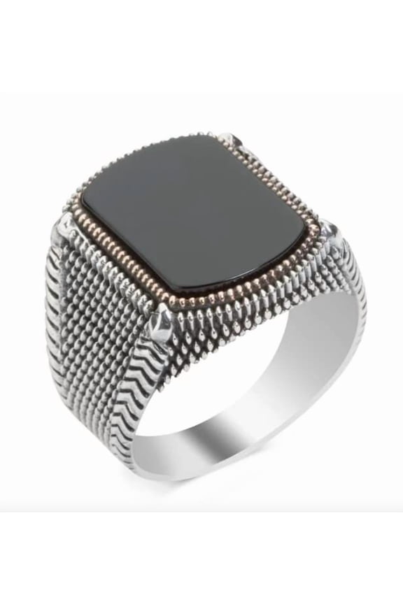 925k Silver Mens Ring-Handmade Mens Ring-Onyx Stone Ring-Signet Ring Mens-Jewelry Gift For Mens-Silver rings for Men- Men Onyx Wedding Ring | 5