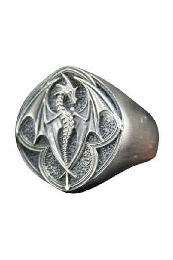 Dragon Seal Elegance: 925 Sterling Silver Dragon Symbol Ring | 8.5